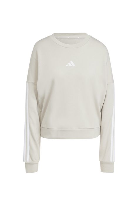 Felpa Adidas Essentials 3 Stripes French Terry Girocollo Beige Bianco Donna ADIDAS CORE | Felpe | JE0014-